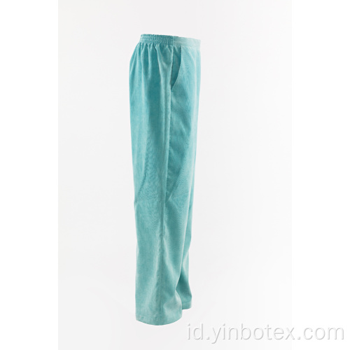 Celana panjang aqua solid dengan kaki lurus